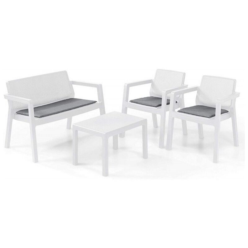 Iperbriko Set Salotto Da Esterno Emily Lounge Bianco Keter