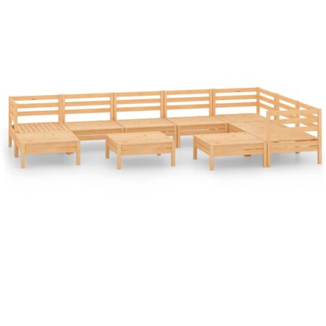 Set Salotto da Giardino 10 pz in Legno Massello di Pino vidaXL