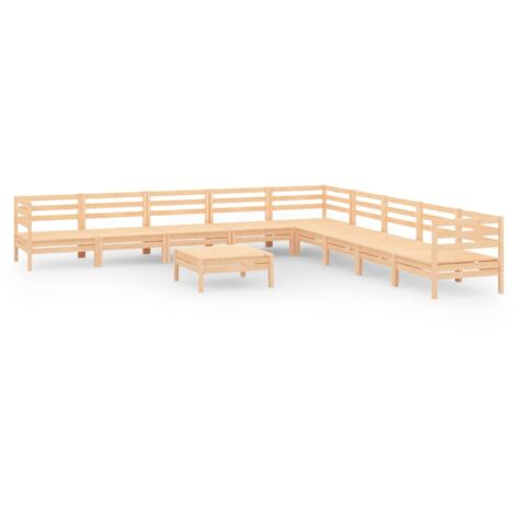 Set Salotto da Giardino 10 pz in Legno Massello di Pino vidaXL