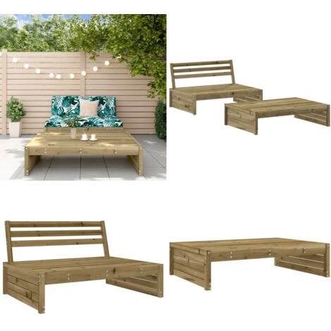 Set Salotto da Giardino 2 pz in Legno Impregnato di Pino - Divano da esterno - Salotto da giardino