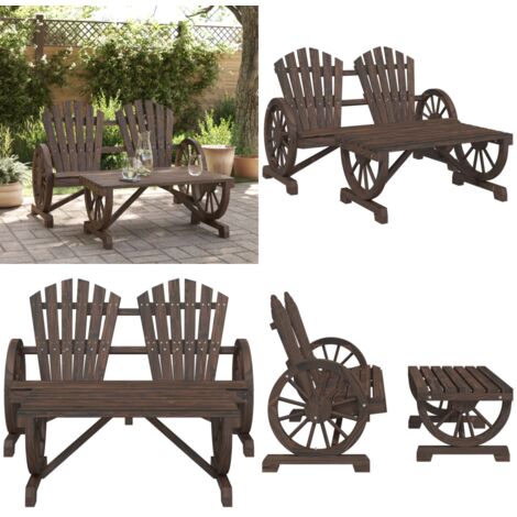 Set Salotto da Giardino 2 pz in Legno Massello di Abete - Sedia Adirondack - Tavolo da giardino