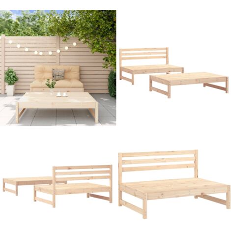 Set Salotto da Giardino 2 pz in Legno Massello di Pino - Mobili da giardino - Divano da giardino