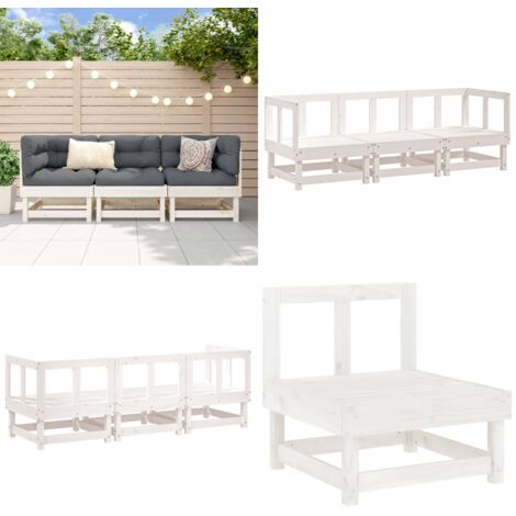 Set Salotto da Giardino 3 pz Bianco in Legno Massello di Pino - Divani da giardino - Salotto da giardino