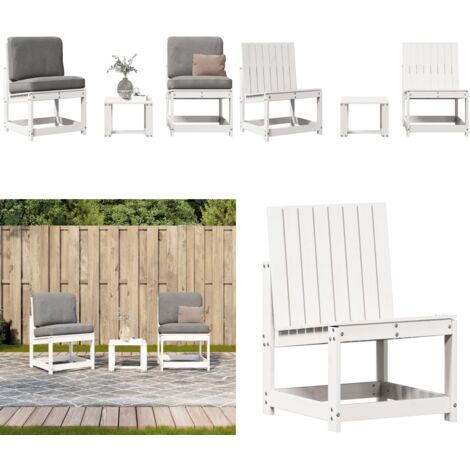 Set Salotto da Giardino 3 pz Bianco in Legno Massello di Pino - Sedie da giardino - Tavolo da giardino