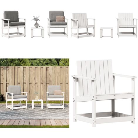 Set Salotto da Giardino 3 pz Bianco in Legno Massello di Pino - Sedie da giardino - Tavolo da giardino