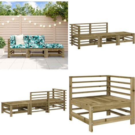 Set Salotto da Giardino 3 pz in Legno Impregnato di Pino - Divano da giardino - Salotto da giardino