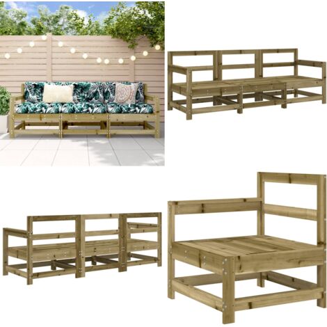 Set Salotto da Giardino 3 pz in Legno Impregnato di Pino - Divano da giardino - Salotto da giardino