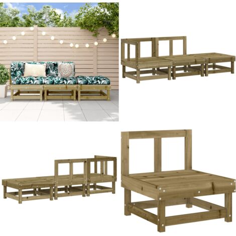 Set Salotto da Giardino 3 pz in Legno Impregnato di Pino - Mobili da giardino - Divano da giardino