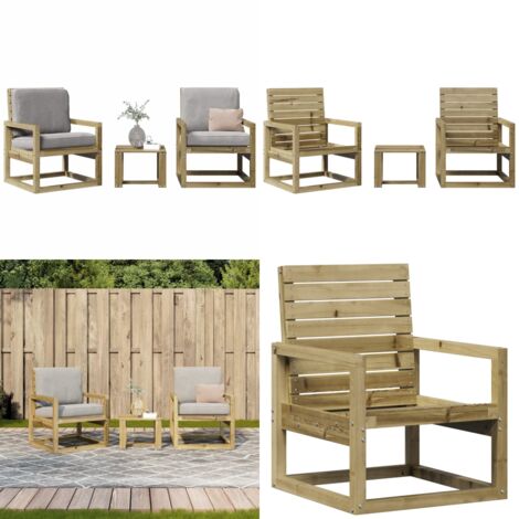Set Salotto da Giardino 3 pz in Legno Impregnato di Pino - Sedute da giardino - Tavolo da giardino
