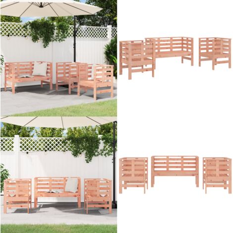 Set Salotto da Giardino 3 pz in Legno Massello di Douglas - Sedie da giardino - Panca da giardino