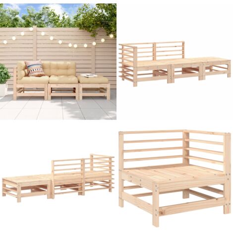 Set Salotto da Giardino 3 pz in Legno Massello di Pino - Divano da giardino - Salotto da giardino