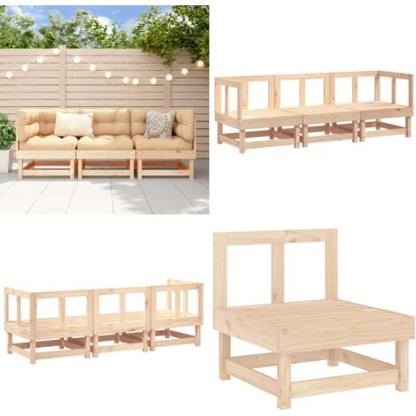 Set Salotto da Giardino 3 pz in Legno Massello di Pino - Mobili da esterno - Divani da giardino