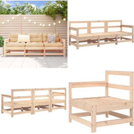 Set Salotto da Giardino 3 pz in Legno Massello di Pino - Mobili da esterno - Divano da giardino