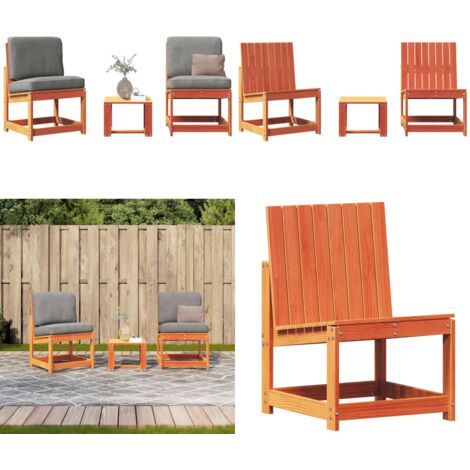 Set Salotto da Giardino 3 pz Marrone Cera Legno Massello Pino - Sedie da giardino - Tavolo da giardino