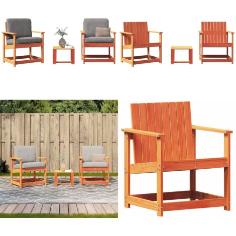 Set Salotto da Giardino 3 pz Marrone Cera Legno Massello Pino - Sedie da giardino - Tavolo da giardino