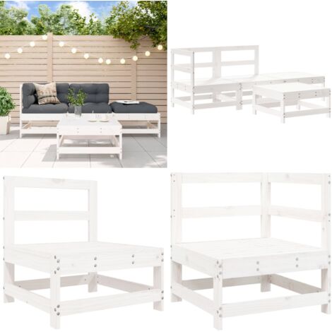 Set Salotto da Giardino 4 pz Bianco in Legno Massello di Pino - Mobili da giardino - Divani da giardino