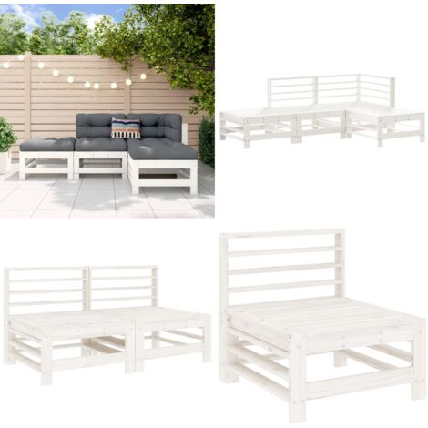 Set Salotto da Giardino 4 pz Bianco in Legno Massello di Pino - Mobili da giardino - Divani da giardino