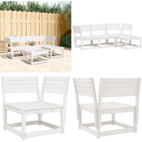 Set Salotto da Giardino 4 pz Bianco in Legno Massello di Pino - Sedute da giardino - Design a doghe