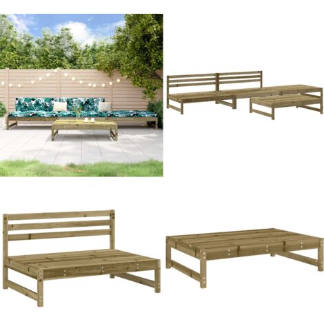 Set Salotto da Giardino 4 pz in Legno Impregnato di Pino - Mobili da giardino - Panca da giardino