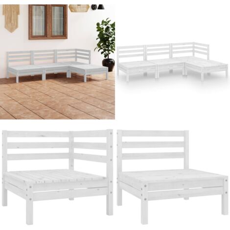 Set Salotto da Giardino 4 pz in Legno Massello di Pino Bianco - Divano da giardino - Arredamento da esterno