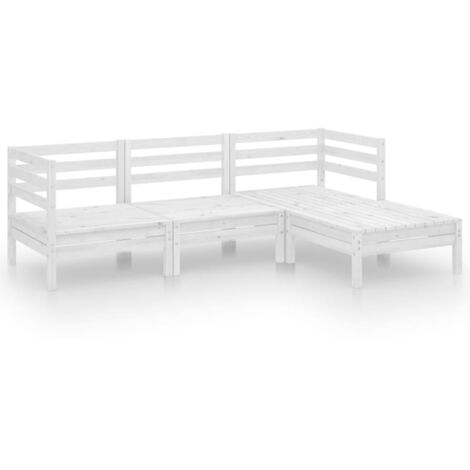 Set Salotto da Giardino 4 pz in Legno Massello di Pino Bianco vidaXL