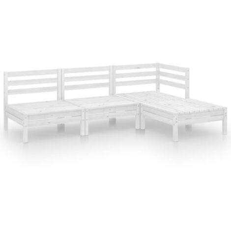 Set Salotto da Giardino 4 pz in Legno Massello di Pino Bianco vidaXL