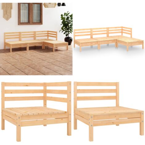 Set Salotto da Giardino 4 pz in Legno Massello di Pino - Divano da giardino - Arredamento da esterno
