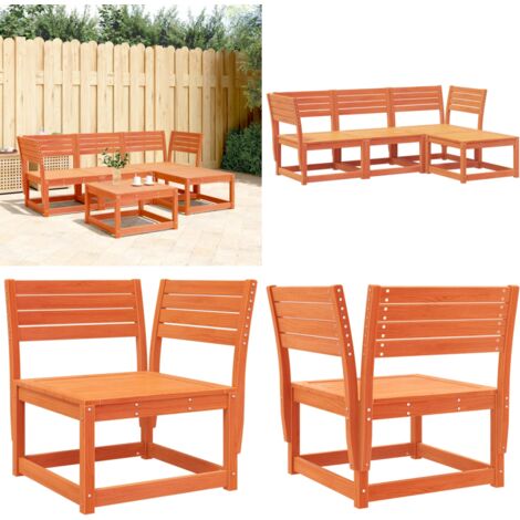 Set Salotto da Giardino 4 pz Marrone Cera Legno Massello Pino - Sedute angolari - Design a doghe
