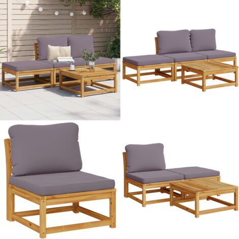 Set Salotto da Giardino 4pz con Cuscini Legno Massello Acacia - Divano da giardino - Cuscini da giardino