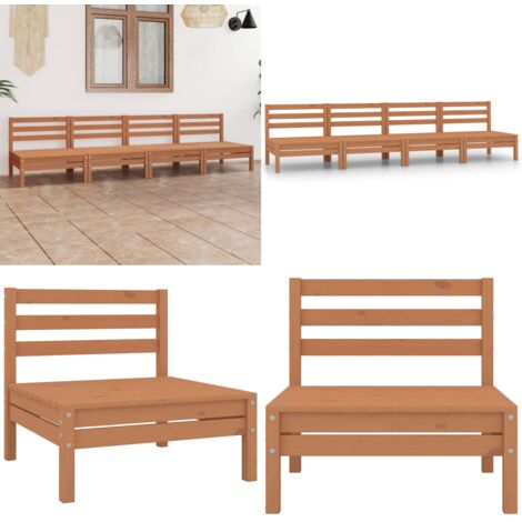 Set Salotto da Giardino 4pz Marrone Ambra Legno Massello Pino - Salotto da giardino - Divani esterni