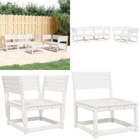 Set Salotto da Giardino 5 pz Bianco in Legno Massello di Pino - Divano da esterno - Seduta da giardino