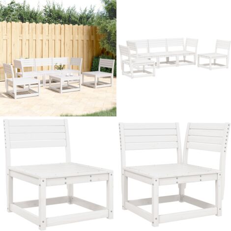 Set Salotto da Giardino 5 pz Bianco in Legno Massello di Pino - Divano da esterno - Seduta esterna