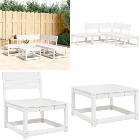 Set Salotto da Giardino 5 pz Bianco in Legno Massello di Pino - Mobili da esterno - Seduta esterna