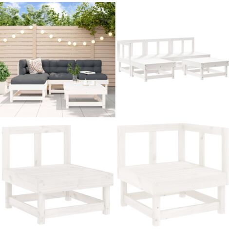 Set Salotto da Giardino 5 pz Bianco in Legno Massello di Pino - Mobili da giardino - Divani da giardino