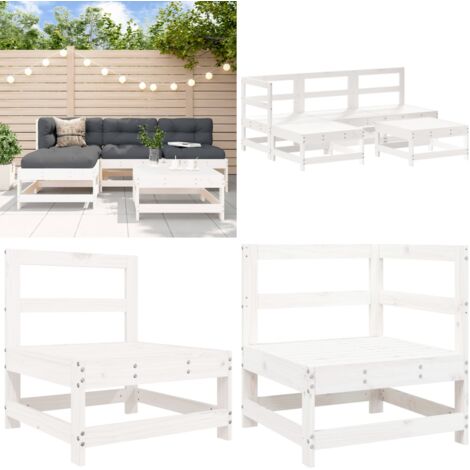 Set Salotto da Giardino 5 pz Bianco in Legno Massello di Pino - Mobili da giardino - Divani da giardino