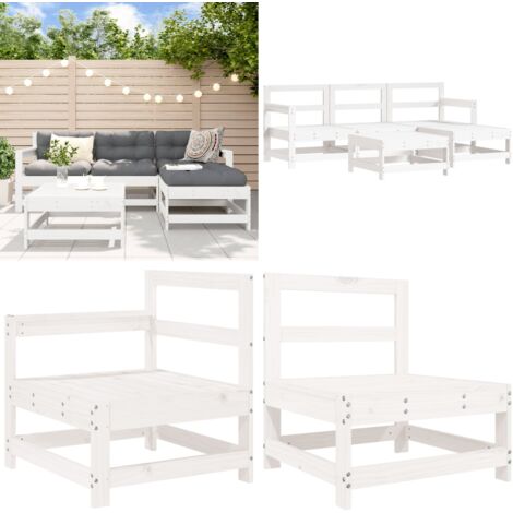 Set Salotto da Giardino 5 pz Bianco in Legno Massello di Pino - Mobili da giardino - Divani da giardino