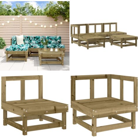 Set Salotto da Giardino 5 pz in Legno Impregnato di Pino - Mobili da esterno - Divani da giardino