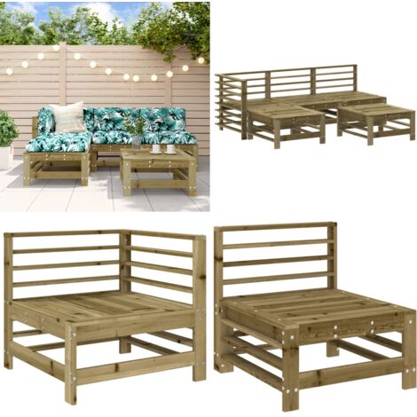 Set Salotto da Giardino 5 pz in Legno Impregnato di Pino - Mobili da esterno - Divani da giardino