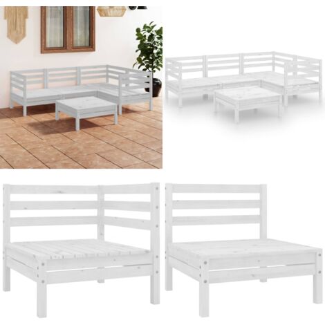 Set Salotto da Giardino 5 pz in Legno Massello di Pino Bianco - Divani in legno - Arredamento da esterno