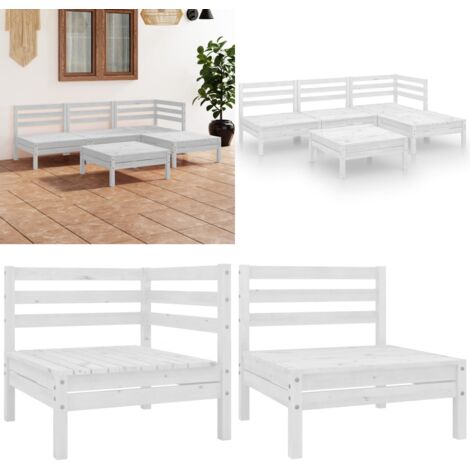 Set Salotto da Giardino 5 pz in Legno Massello di Pino Bianco - Divano da esterno - Mobili da giardino