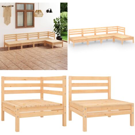 Set Salotto da Giardino 5 pz in Legno Massello di Pino - Divano da esterno - Arredamento da giardino