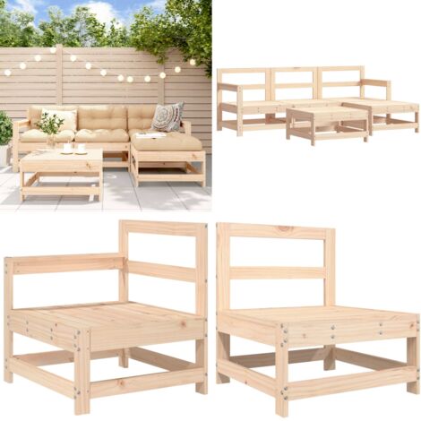 Set Salotto da Giardino 5 pz in Legno Massello di Pino - Mobili da giardino - Divani da giardino