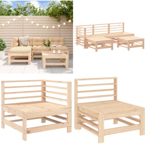 Set Salotto da Giardino 5 pz in Legno Massello di Pino - Mobili da giardino - Divano angolare