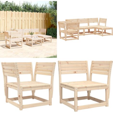 Set Salotto da Giardino 5 pz in Legno Massello di Pino - Sedute angolari - Design a doghe
