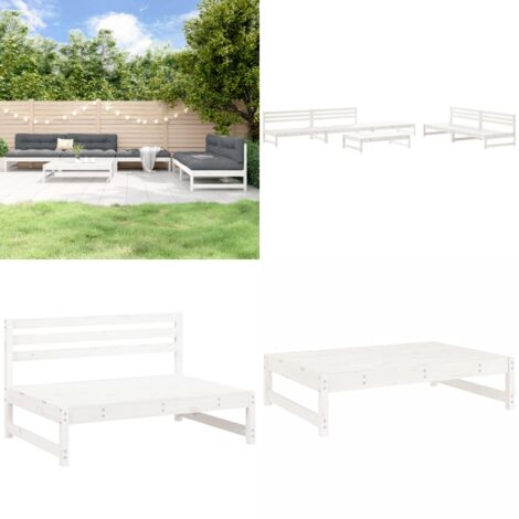 Set Salotto da Giardino 6 pz Bianco in Legno Massello di Pino - Mobili da giardino - Divani da esterno