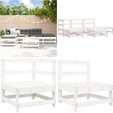 Set Salotto da Giardino 6 pz Bianco in Legno Massello di Pino - Mobili da giardino - Divani da giardino
