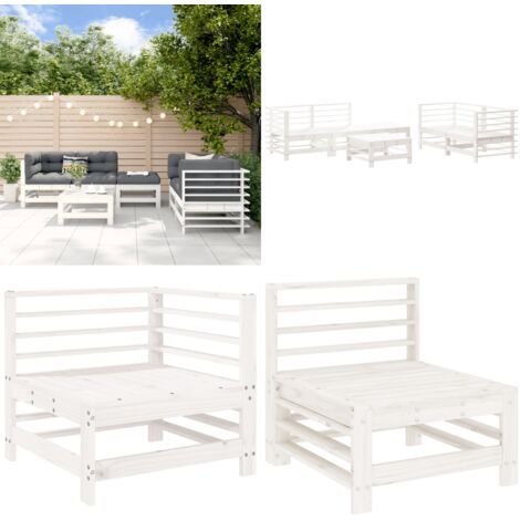 Set Salotto da Giardino 6 pz Bianco in Legno Massello di Pino - Mobili da giardino - Divani da giardino