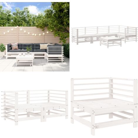 Set Salotto da Giardino 6 pz Bianco in Legno Massello di Pino - Mobili da giardino - Divani da giardino