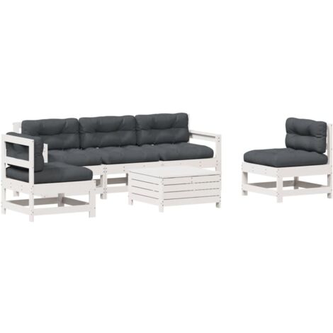 Set Salotto da Giardino 6 pz Bianco in Legno Massello di Pino vidaXL