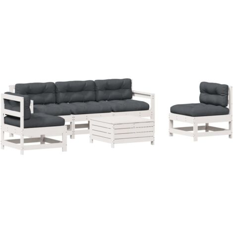 Set Salotto da Giardino 6 pz Bianco in Legno Massello di Pino vidaXL